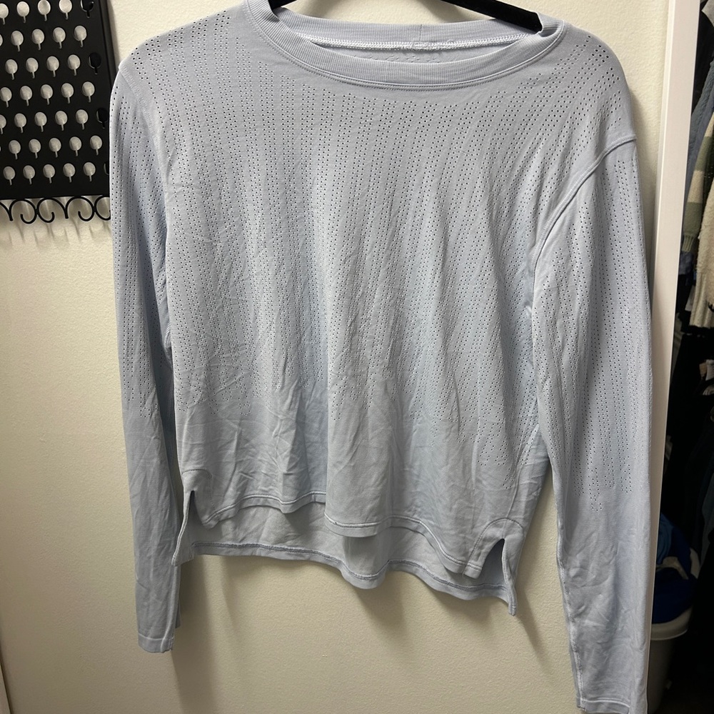 lululemon athletica Light Blue Perforated Long Sleeve Top